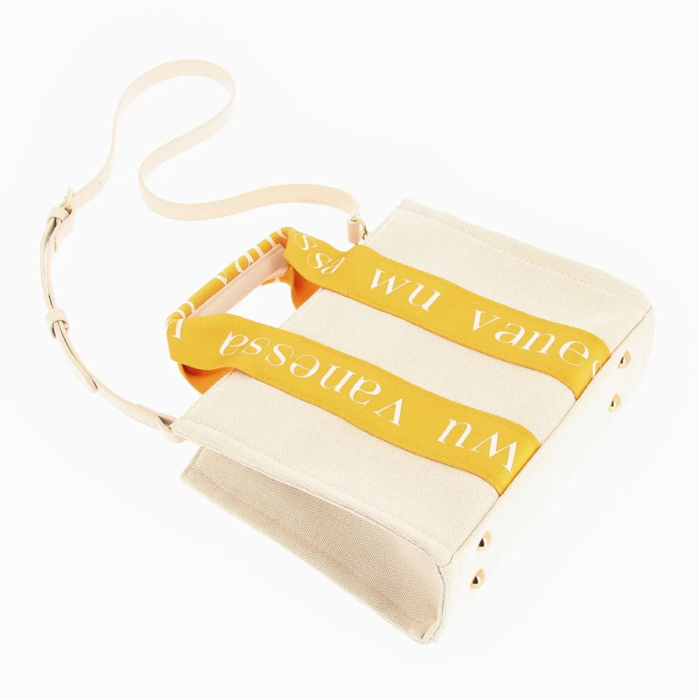 Vanessa Wu Sacs | Petit Sac A Main Shopper Ophra Beige Et Jaune