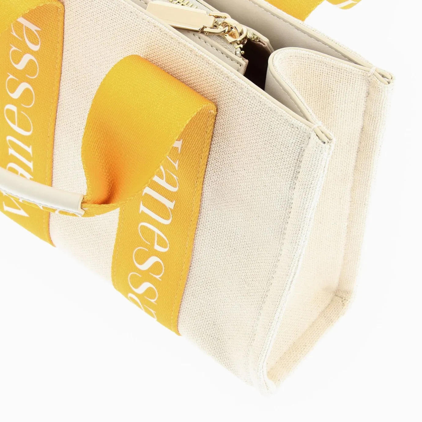 Vanessa Wu Sacs | Petit Sac A Main Shopper Ophra Beige Et Jaune