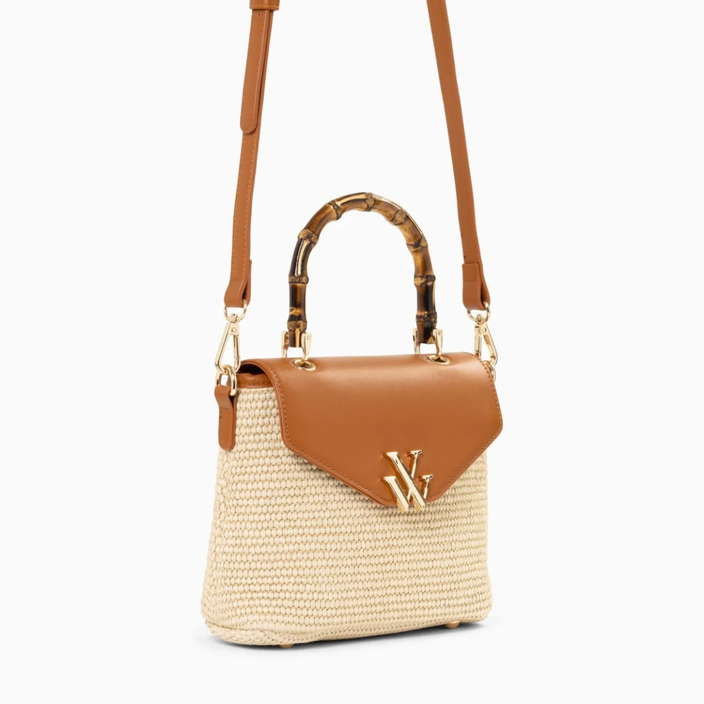 Vanessa Wu Sacs | Sac A Main Gwenaelle Camel A Anse En Faux Bambou