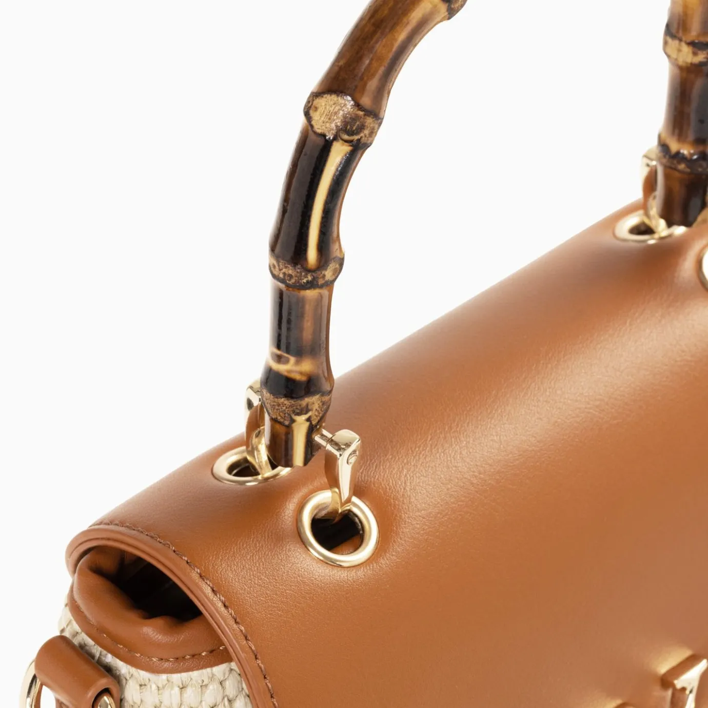 Vanessa Wu Sacs | Sac A Main Gwenaelle Camel A Anse En Faux Bambou