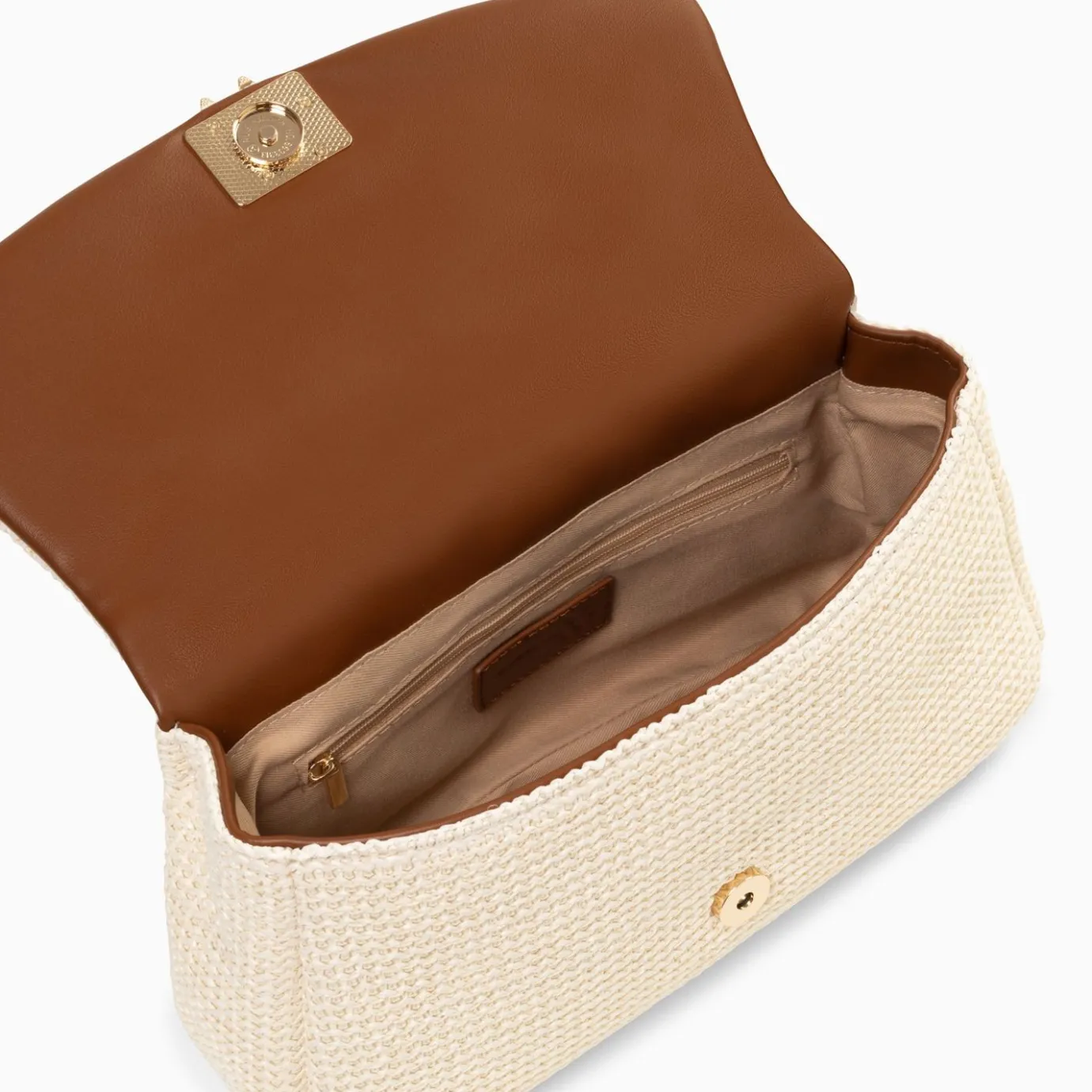 Vanessa Wu Sacs | Sac Baguette Isaline En Raphia Beige Clair A Anse Tressee