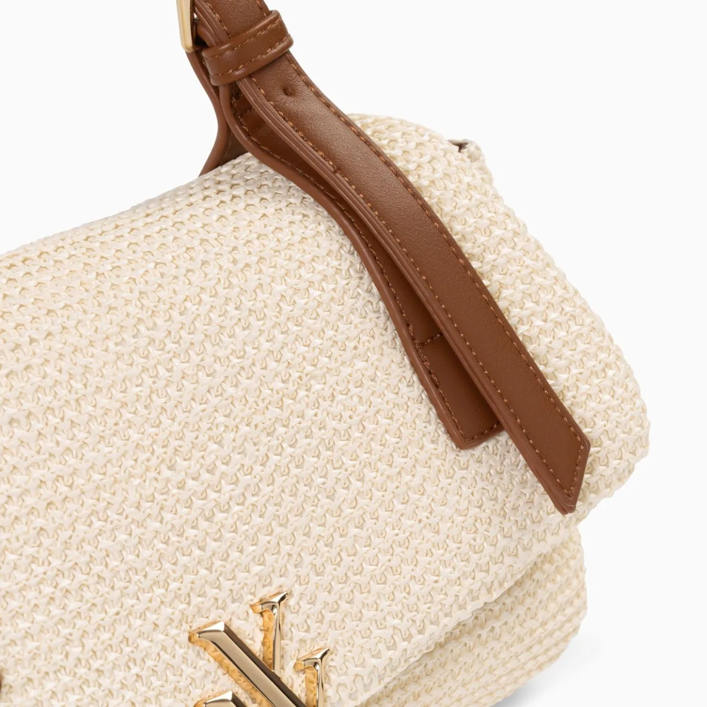 Vanessa Wu Sacs | Sac Baguette Isaline En Raphia Beige Clair A Anse Tressee
