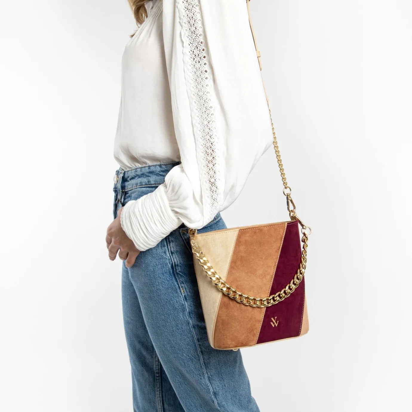 Vanessa Wu Sacs | Sac Seau Martica Multicolore En Suedine