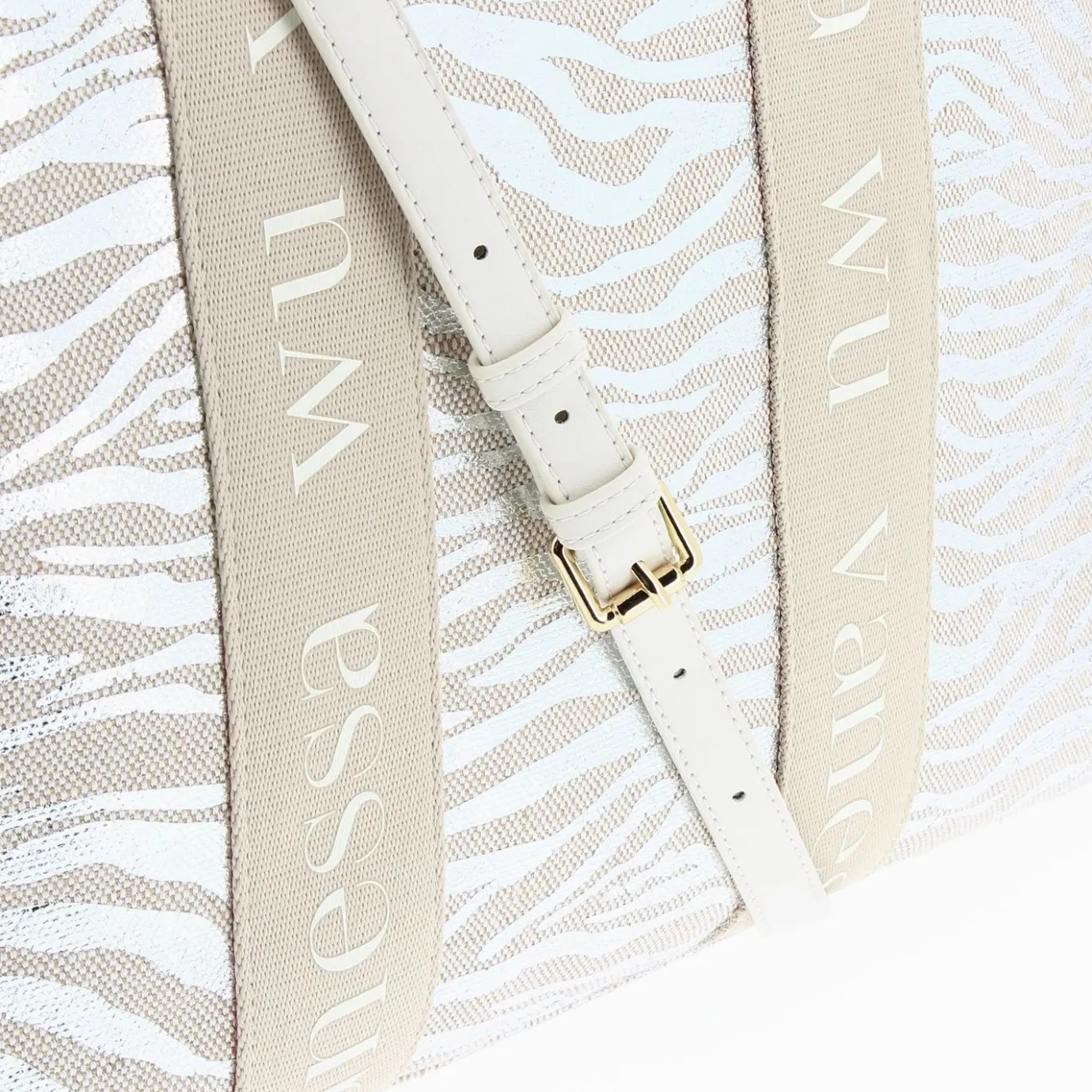 Vanessa Wu Sacs | Sac Shopper Carolina Zebre Argent A Anses Beige