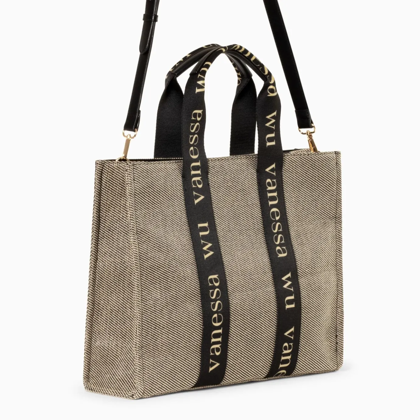 Vanessa Wu Sacs | Sac Shopper Maisie Oversize Taupe Et Noir