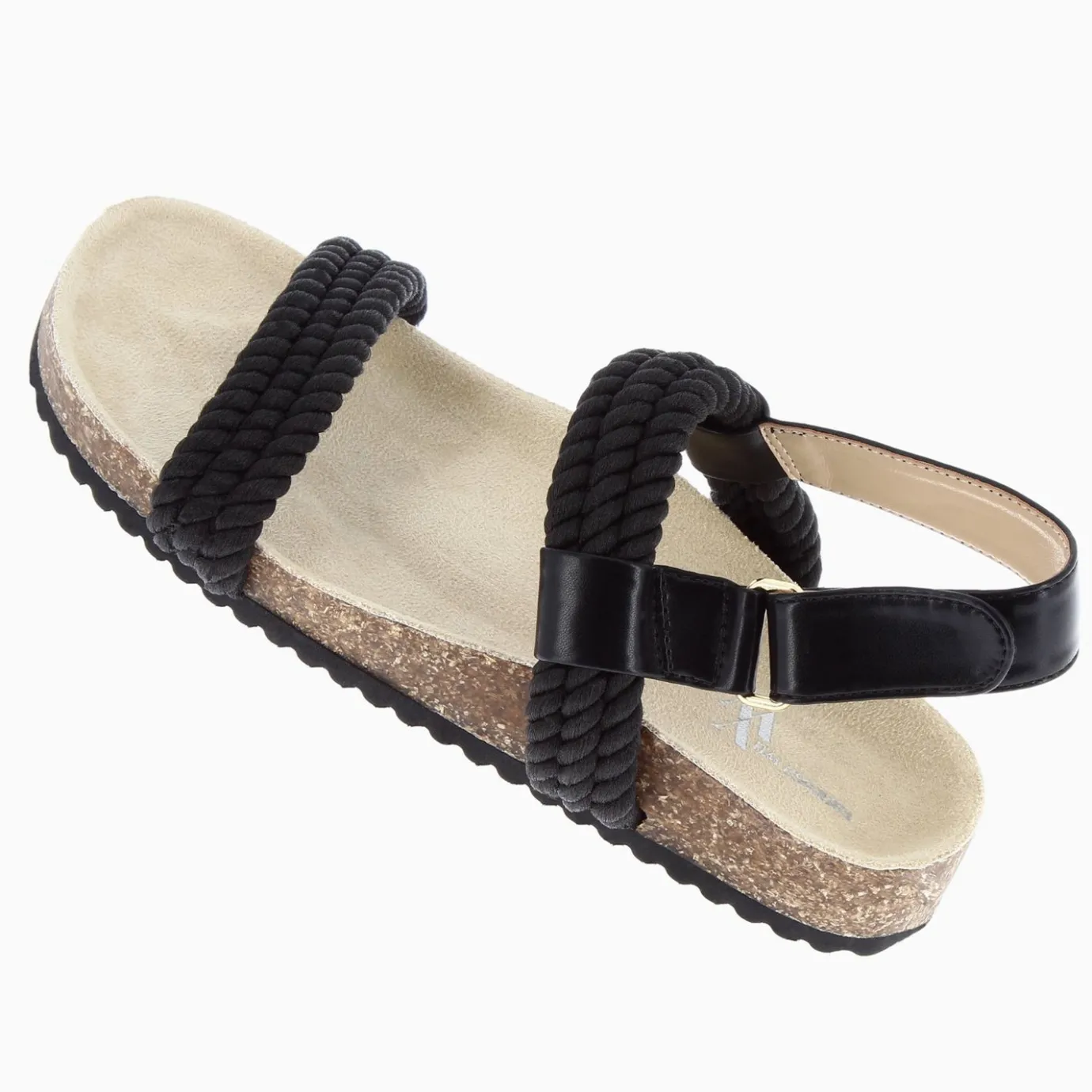 Vanessa Wu Sandales Plates | Sandales A Brides Hortense Noires En Cordes