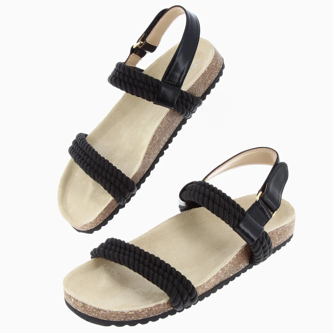 Vanessa Wu Sandales Plates | Sandales A Brides Hortense Noires En Cordes