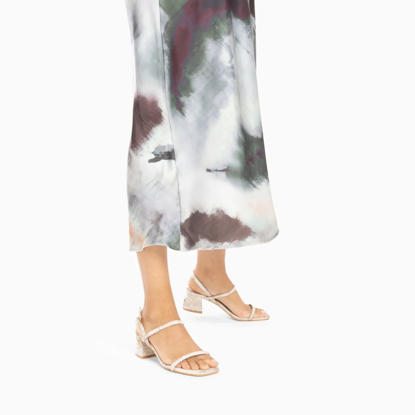 Vanessa Wu Sandales À Talon, Compensées | Sandales A Talon Minimalistes Tiphaine Tissees Blanc Et Or