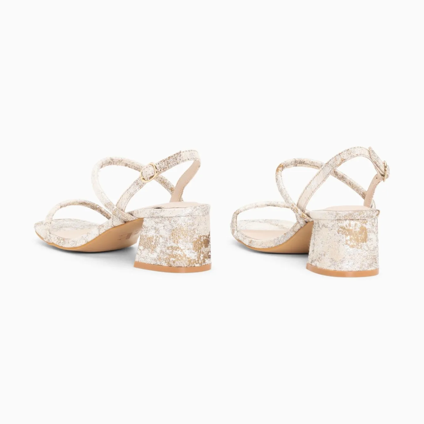 Vanessa Wu Sandales À Talon, Compensées | Sandales A Talon Minimalistes Tiphaine Tissees Blanc Et Or