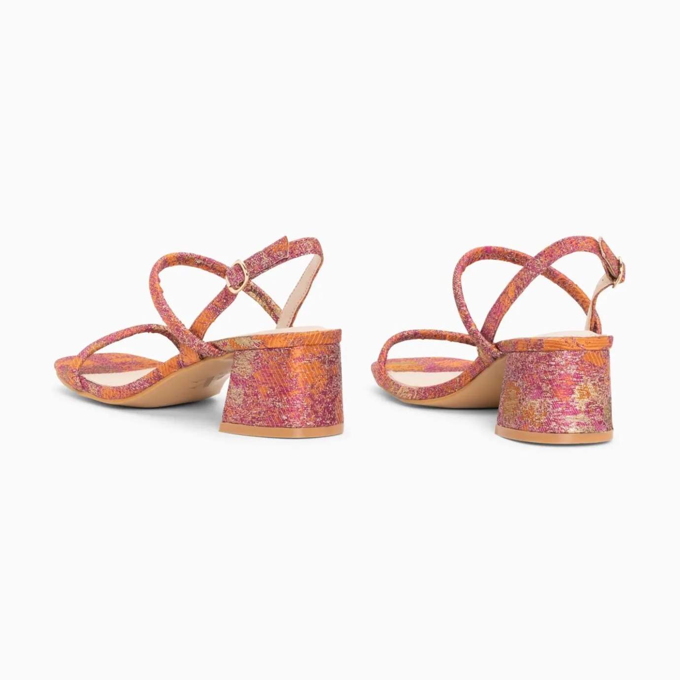 Vanessa Wu Sandales À Talon, Compensées | Sandales A Talon Minimalistes Tiphaine Tissees Orange Et Or