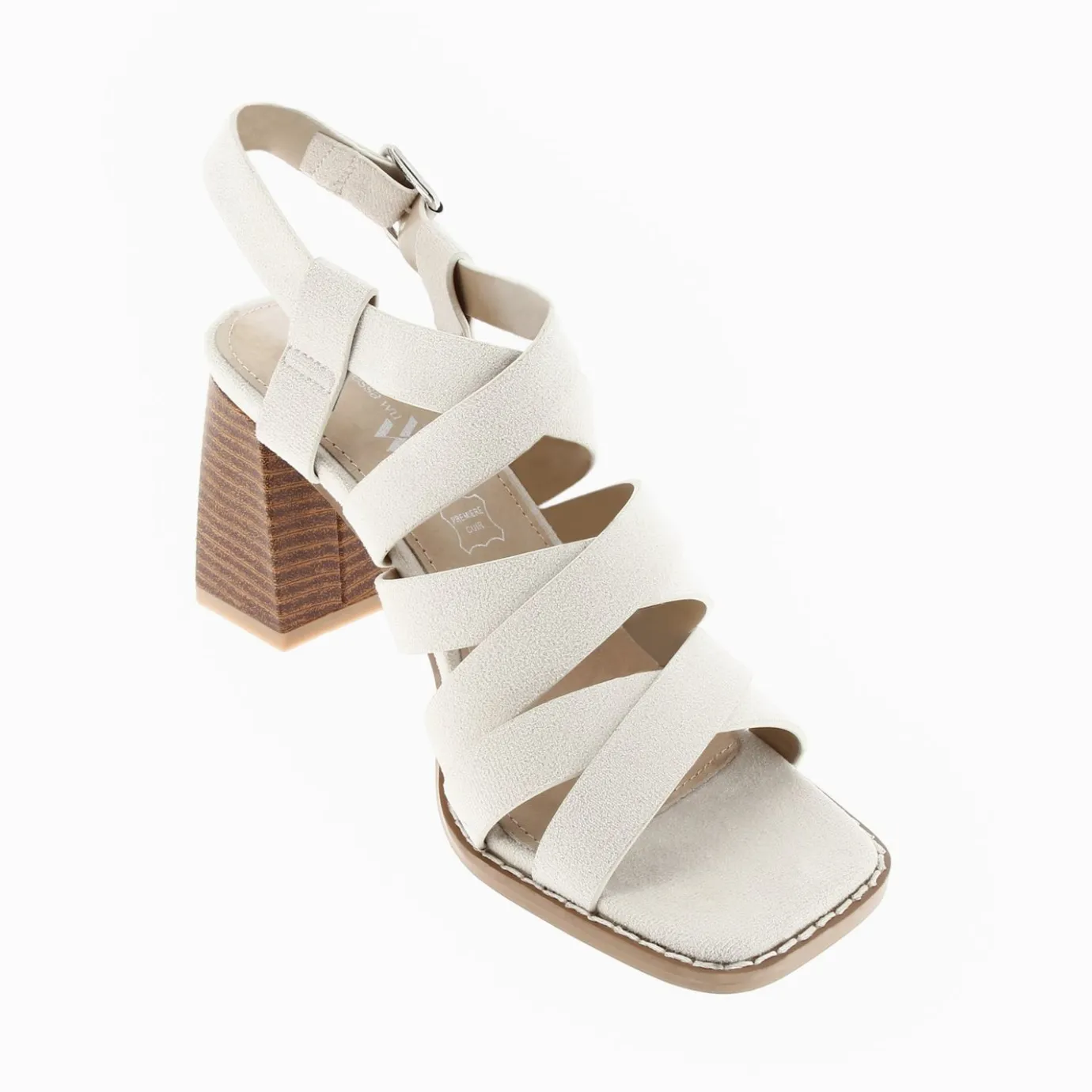 Vanessa Wu Sandales À Talon, Compensées | Sandales Carrie Beige Clair A Multibrides Croisees Et Talon Haut