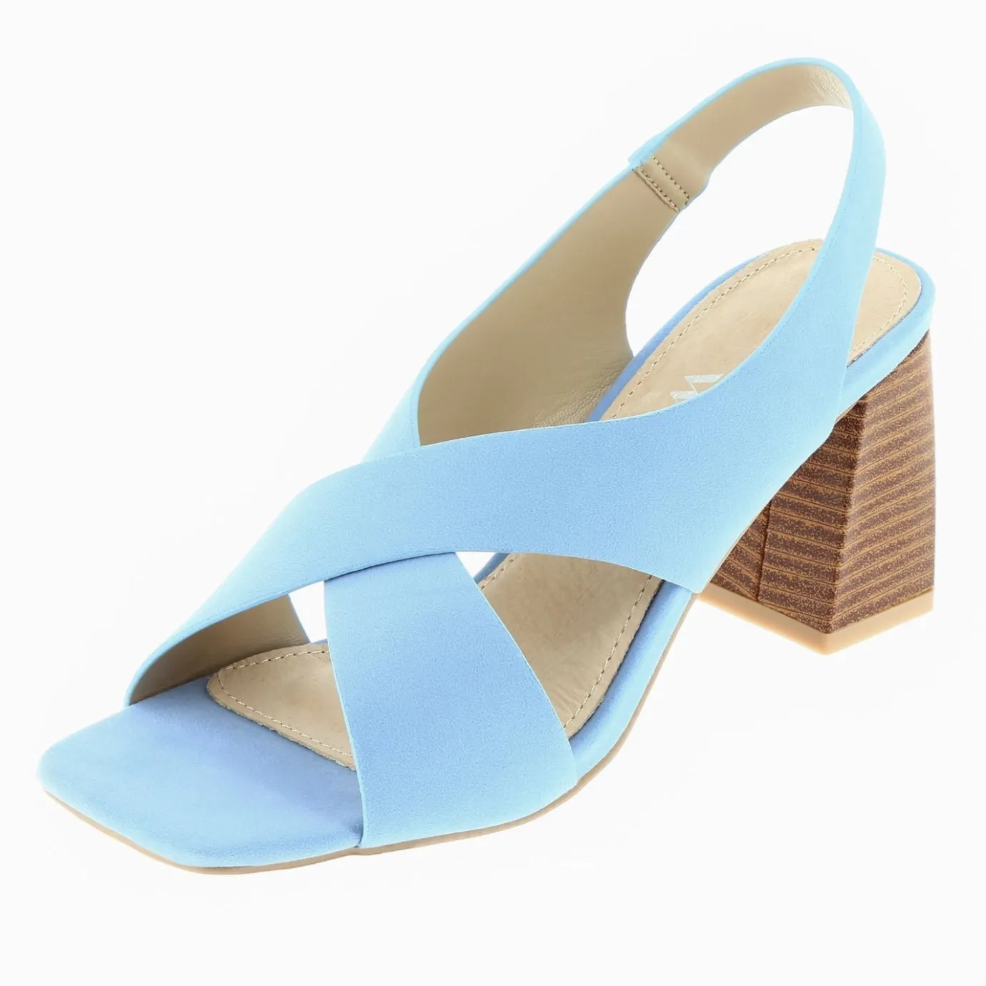 Vanessa Wu Sandales À Talon, Compensées | Sandales Dakota Bleu Clair A Brides Croisees Et Talon Haut