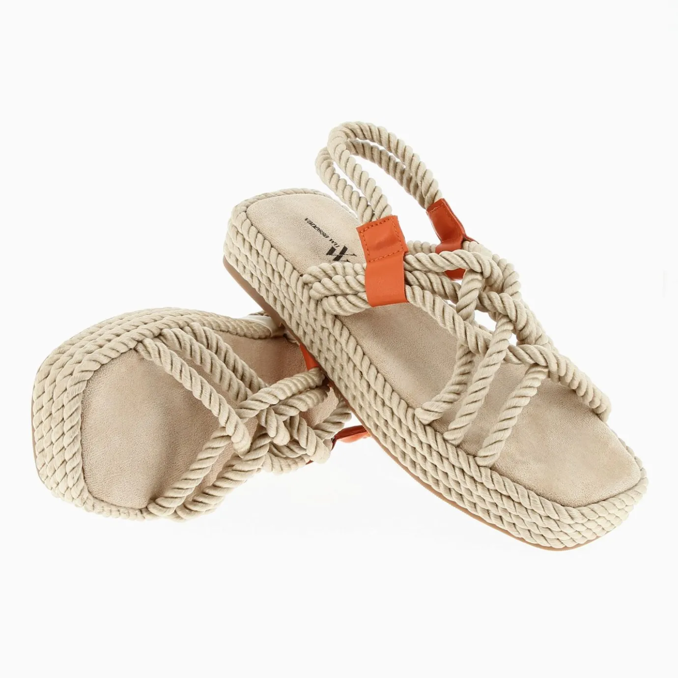 Vanessa Wu Sandales Plates | Sandales En Corde Anya Beige A Plateforme