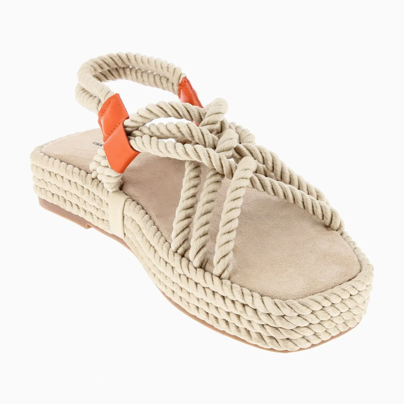 Vanessa Wu Sandales Plates | Sandales En Corde Anya Beige A Plateforme