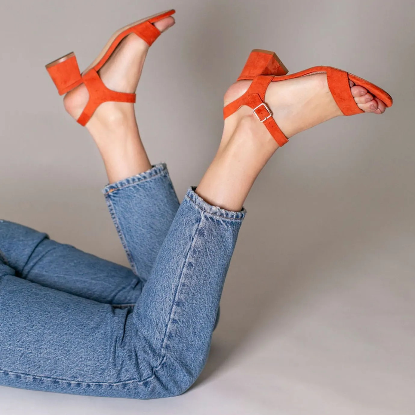 Vanessa Wu Sandales À Talon, Compensées | Sandales Melissa Orange A Petit Talon Epais